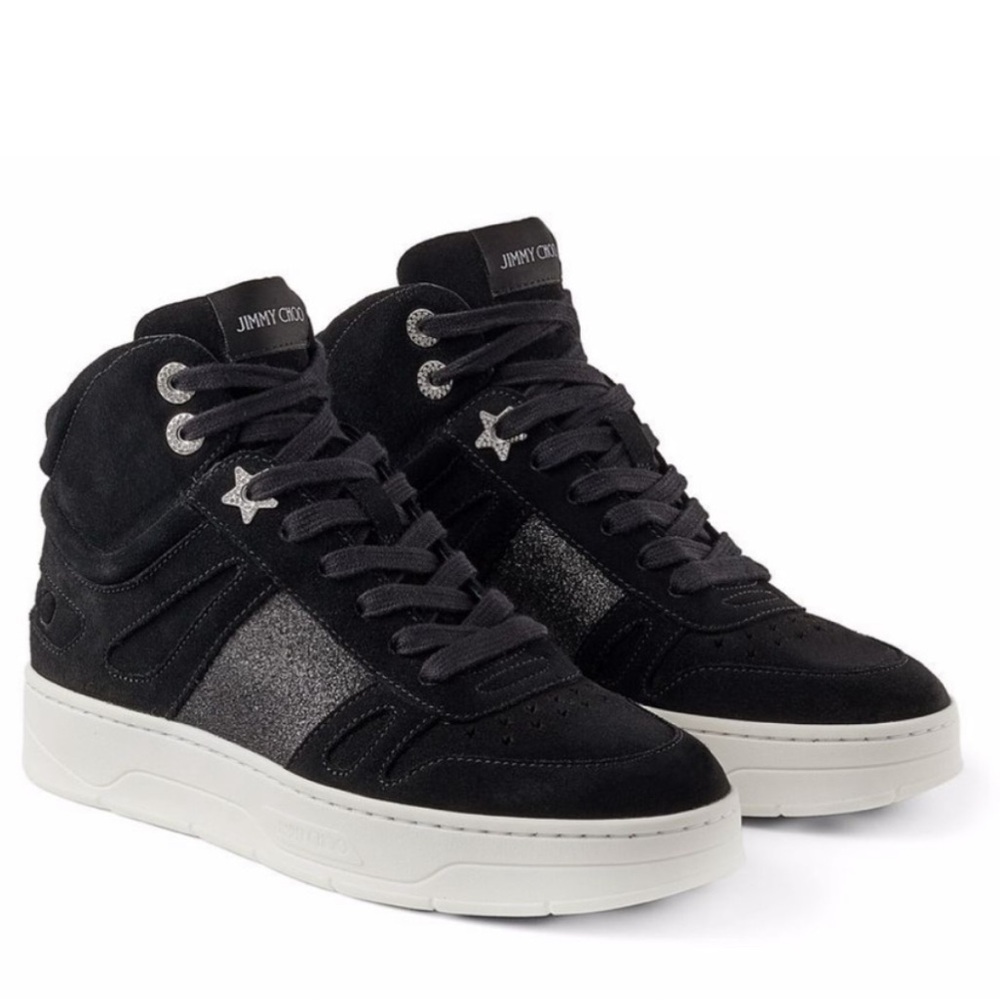 Jimmy Choo Black Suede High-Top Sneakers